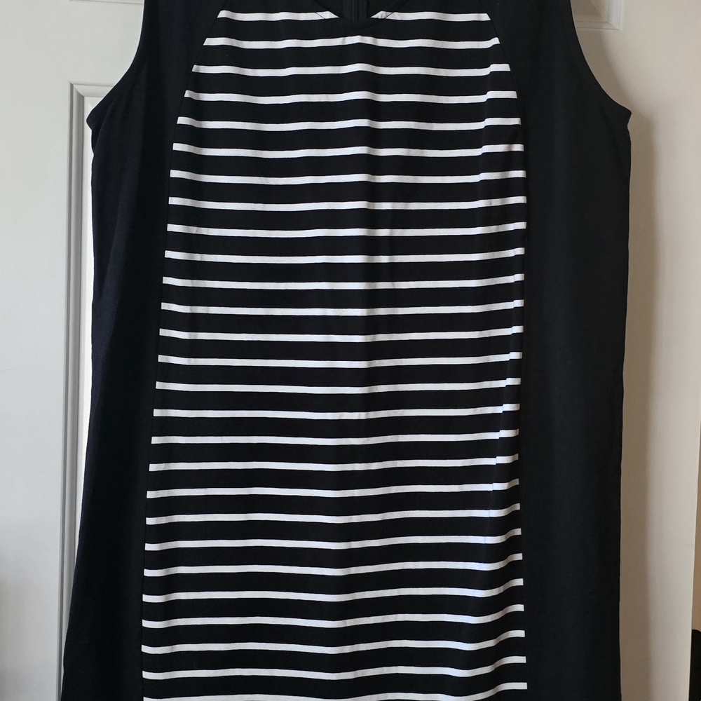 Old Navy Black and White Striped Sleeveless Dress